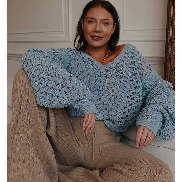 Blue Crochet Knit Sweater - Picture 5 of 5